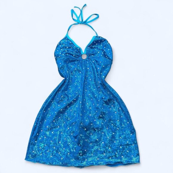 Sparkly Blue Halter Dress - Picture 1 of 4